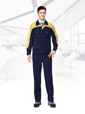 純棉長(zhǎng)袖工作服套裝男春秋反光條工作