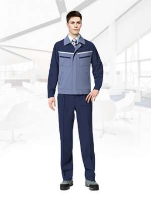長(zhǎng)袖工作服套裝男耐磨春秋廠服 暗藍(lán)色